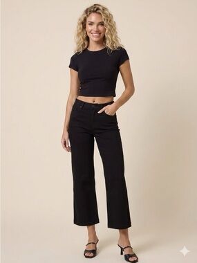 Flying Monkey Platinum Black Jeans Wide Leg Cropped Jeans Size 28